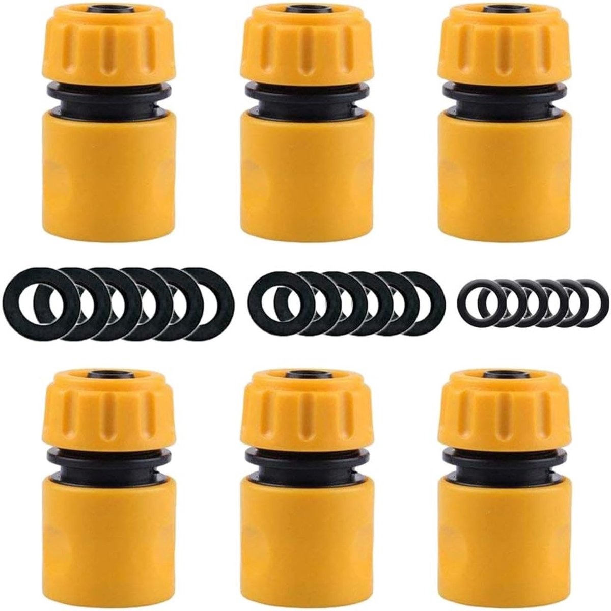 6 stuks slangverbindingset, 13 mm (1/2 inch) en 15 mm (5/8 inch), snelkoppeling voor de slang, tuinslangkoppeling, accessoires voor het aansluiten van tuinslang