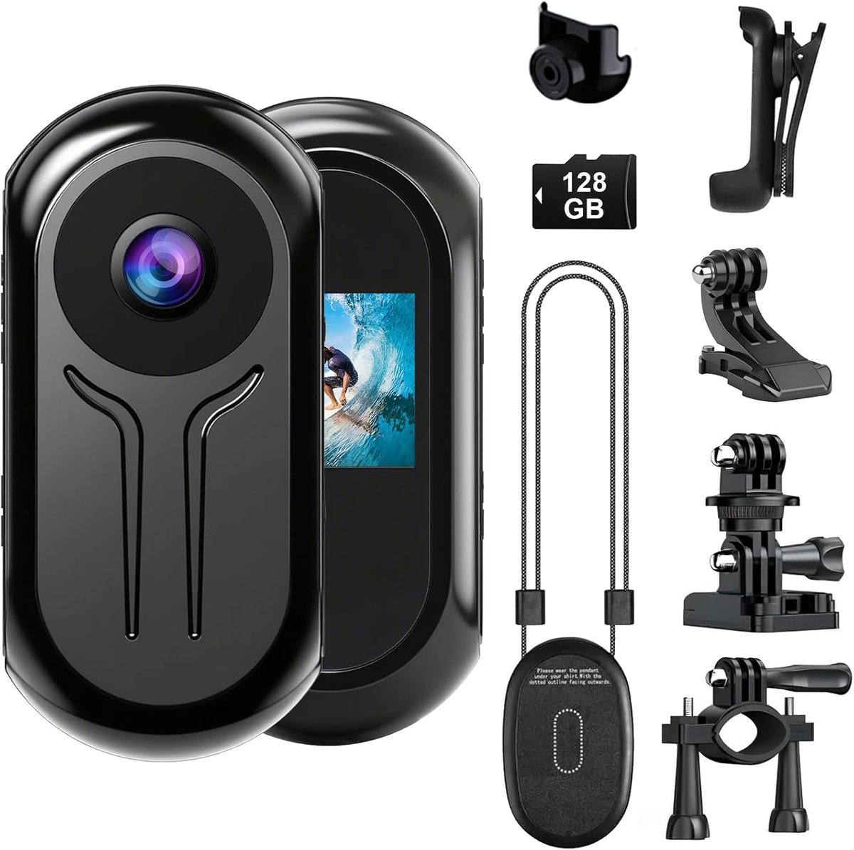 Mini sportcamera 128 GB - 0,85 inch display - nachtzicht - ideaal voor outdoor avonturen - SnelShoppen