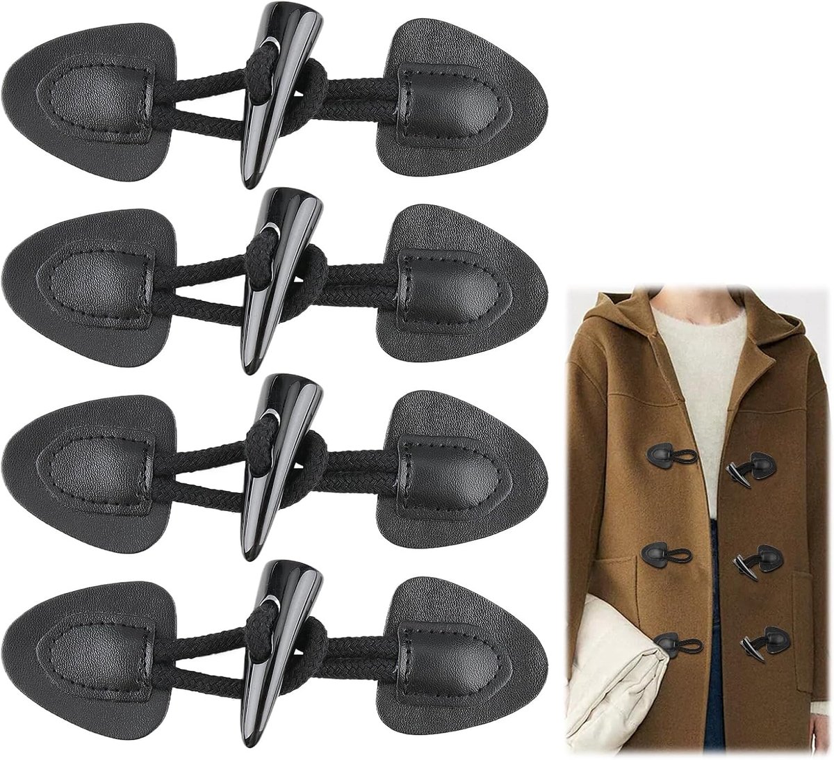 Knopen, vintage lederen knopen voor jassen, mantels, windjacks, breiwerk voor doe-het-zelf kleding, naaien, decoratieaccessoires