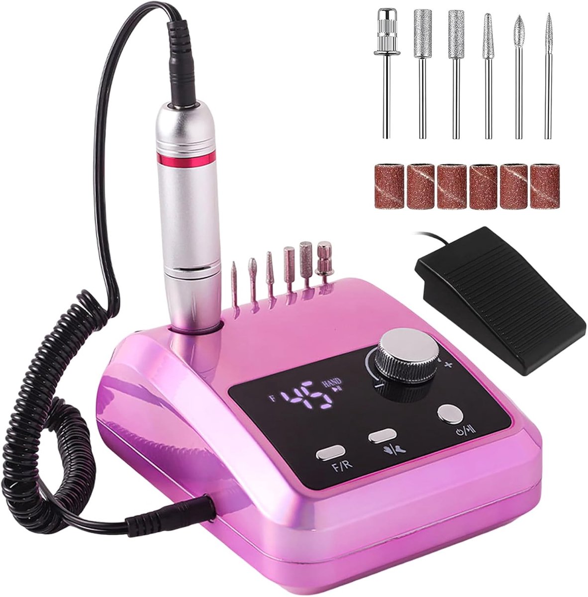 Professionele Elektrische Nagelboor | 45000 RPM, LCD-display, Hand- en Voetbediening, Stil, voor Acryl en Gelnagels, Salon en Thuisgebruik