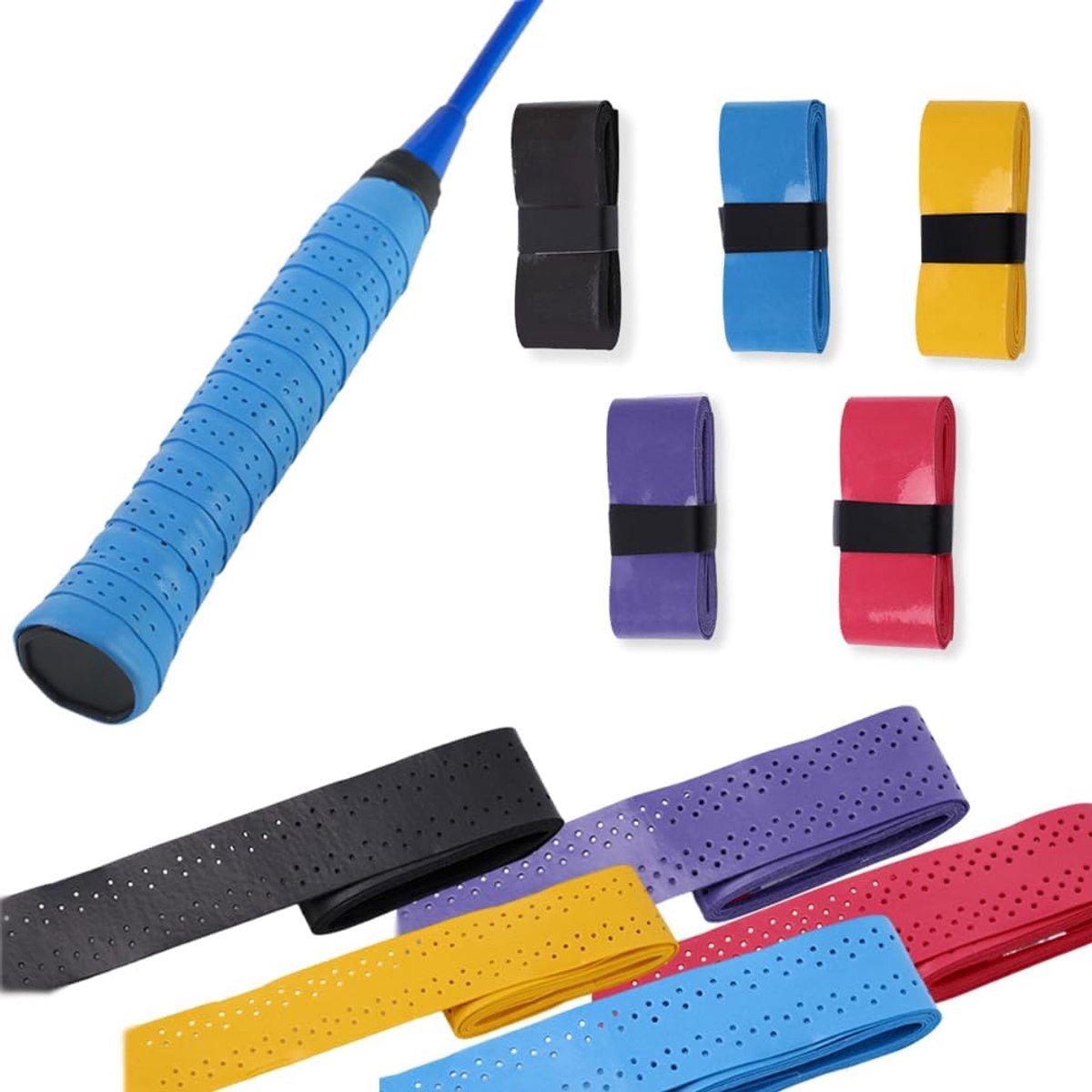 10x Antislip Racketgrip Tape Set - Geperforeerd & Ademend voor Badminton en Tennis