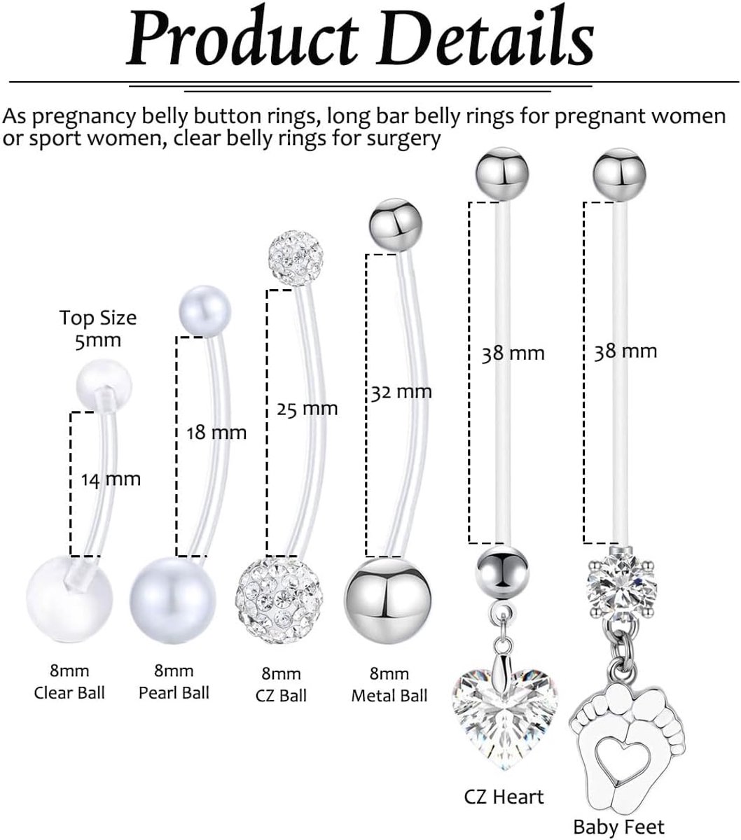 navelpiercing zwangerschap navelpiercing 14G flexibele kunststof kunststof voor navel zilver roze blauw