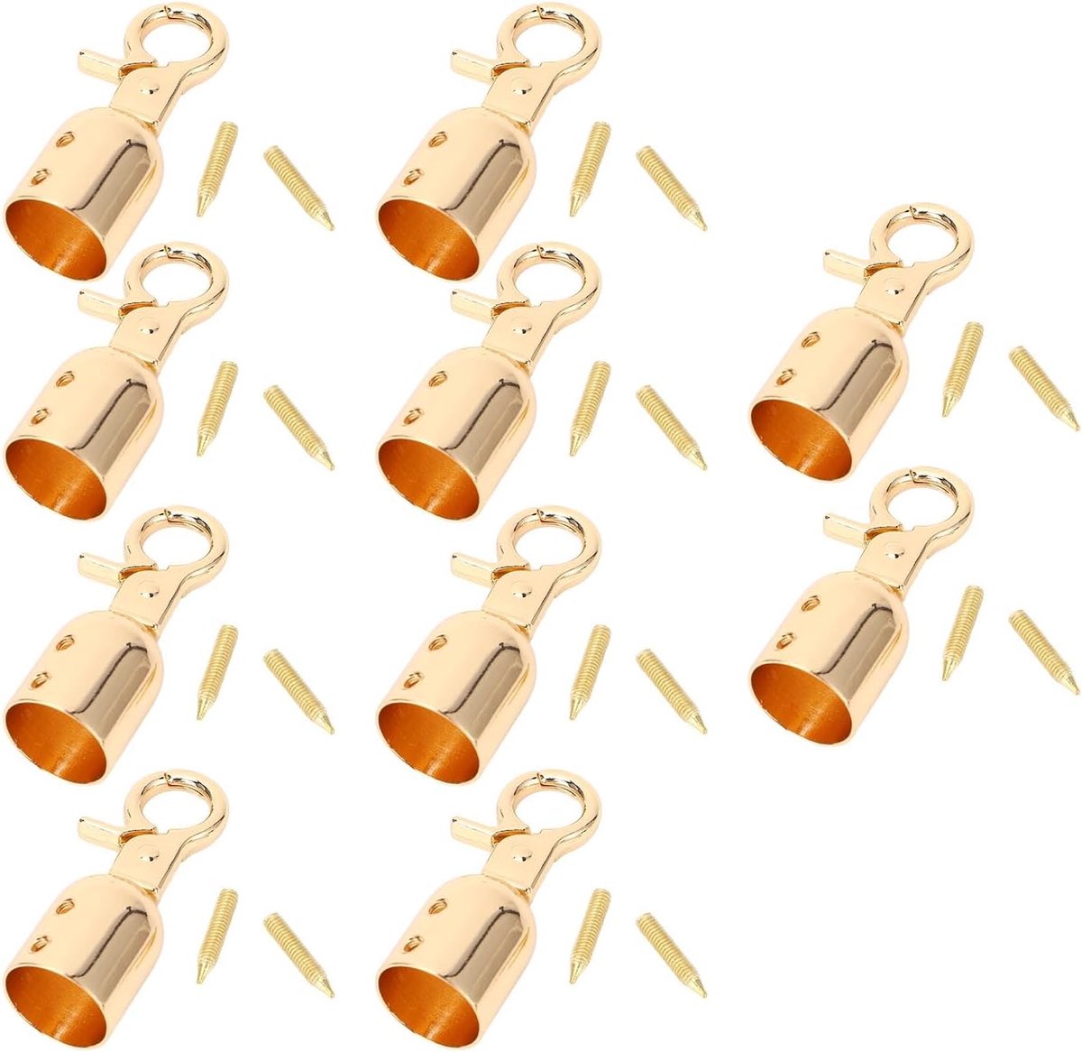 10 Sets 15,5mm Touw Eindkappen met Schroeven, Zinklegering Koord Snap Haak voor Dikke Touwen, Touw Eindhaken Kreeftenklemmen Klauwsluitingen, Veilige Grip, Zware Clips (GOLD)