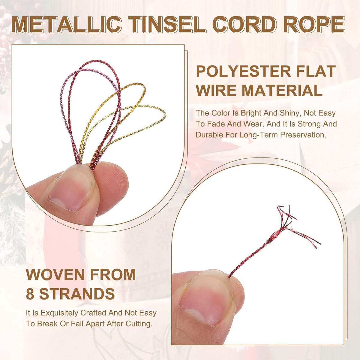 Metallic klatergoud koord, 1 mm x 109 m zilver koord wikkellint niet-rekbare snaren voor cadeau draad ornament ambachten maken Kerstmis
