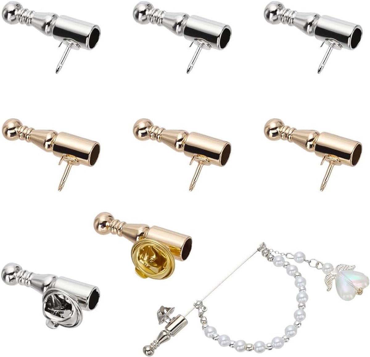 4 stuks Goud Zilver Broche Pin Basis Set Broche Pennen Voor Penbroches Broche Accessoires Pennen Vervanging DIY Decoratie Pennen Voor Sieraden Maken 2,5 x 0,5 cm