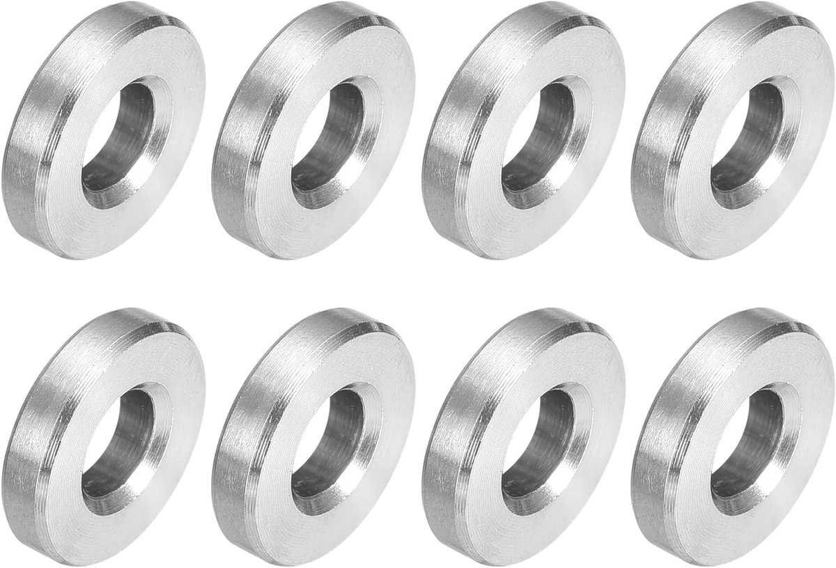 8 stuks afstandshulzen, roestvrij staal, 6 x 14 x 2 mm (IDxODxL), metalen hulzen, afstandhouders, blanke afwerking, onvergetand voor schroeven en draadstang, zilver
