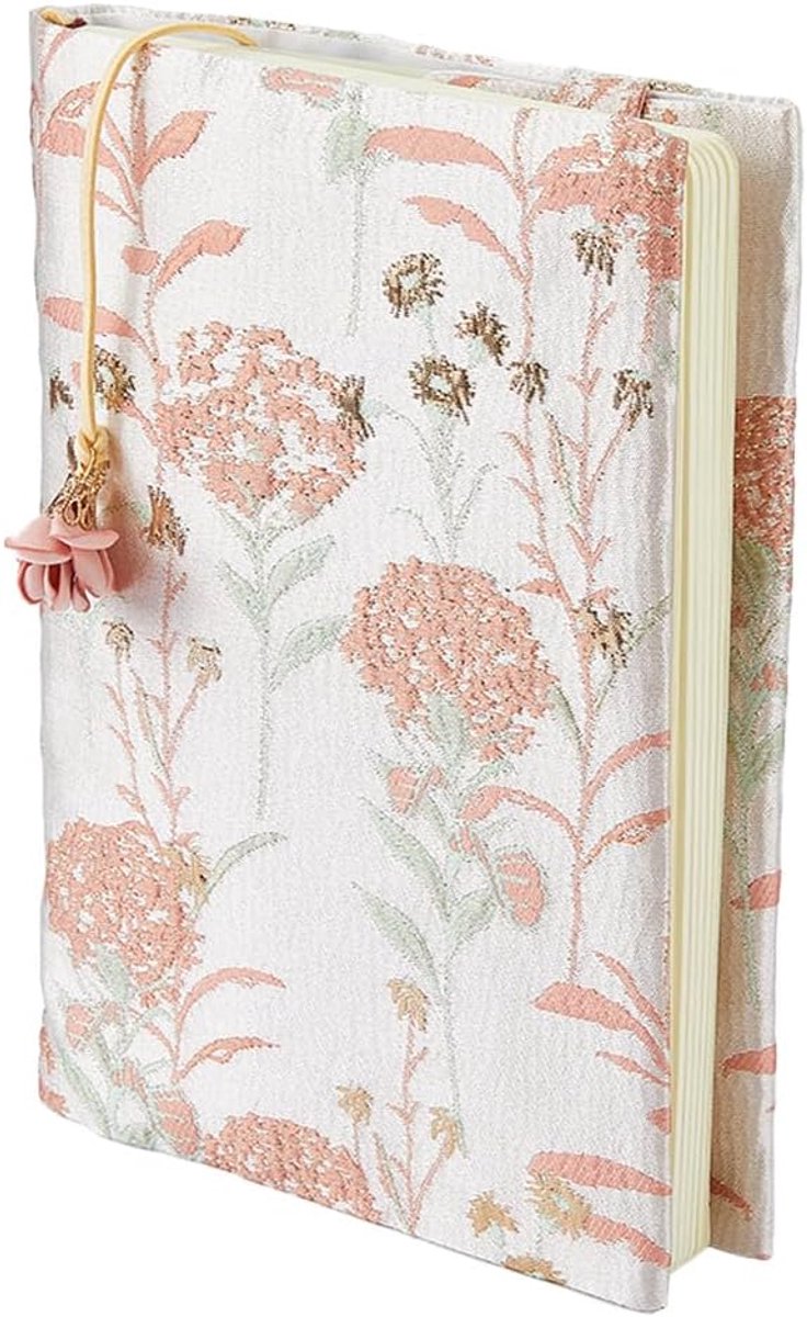 Boekomslag van stof, A5, boekenhoes van geborduurde stof, boekomslag met bloemenmotief ter bescherming van een notitieboek of zakboek