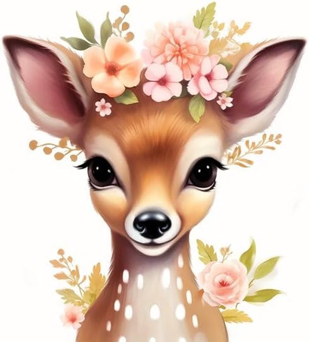 Diamond Painting Mini, Bambi Babsy, 15 x 15 cm, complete set voor kinderen en volwassenen, harsstenen met iriserende coating, schildersdoek met accessoires, doe-het-zelf knutselset