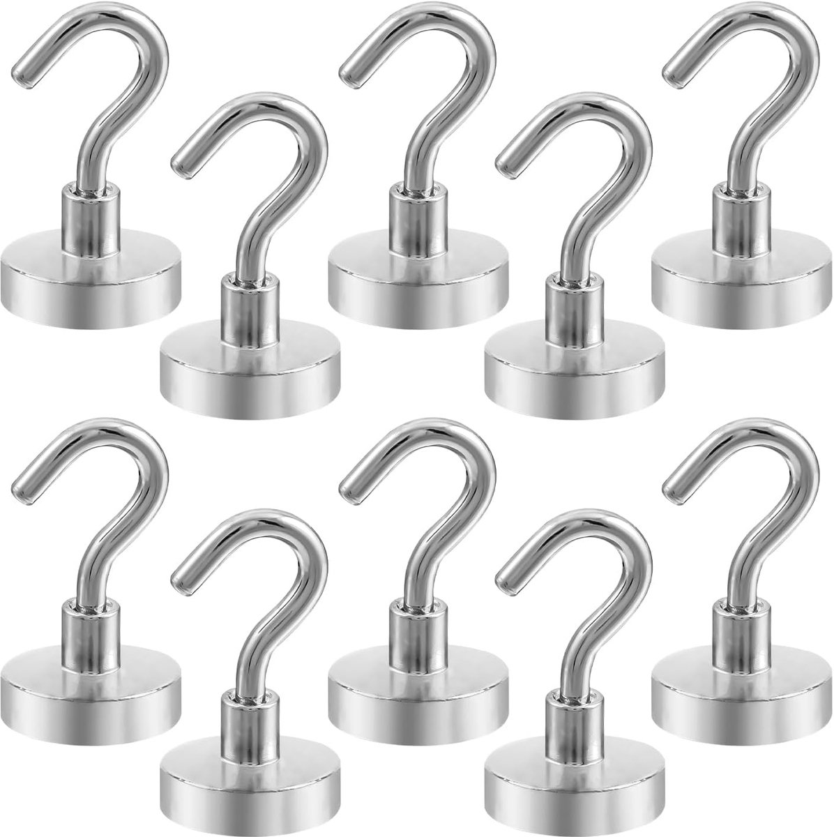 Magnetische Haken voor Cruiseschepen (15kg) - Sterk Neodymium Metaal voor Keuken, Kantoor & Kleding (Zilver)