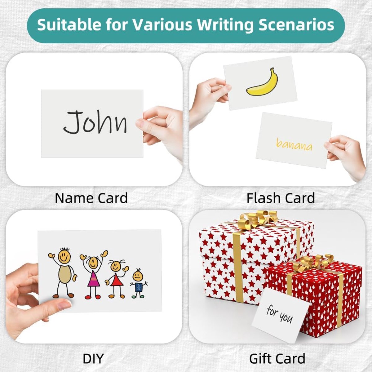 Ansichtkaart Papier Cardstock, 108 stuks Blank Message Paper, 300gsm 10 * 15cm Wit Postkaarten (Beide zijden leeg) Index Kaarten Set Blank voor DIY, afdrukbare ansichtkaarten Set, Rechte Hoek
