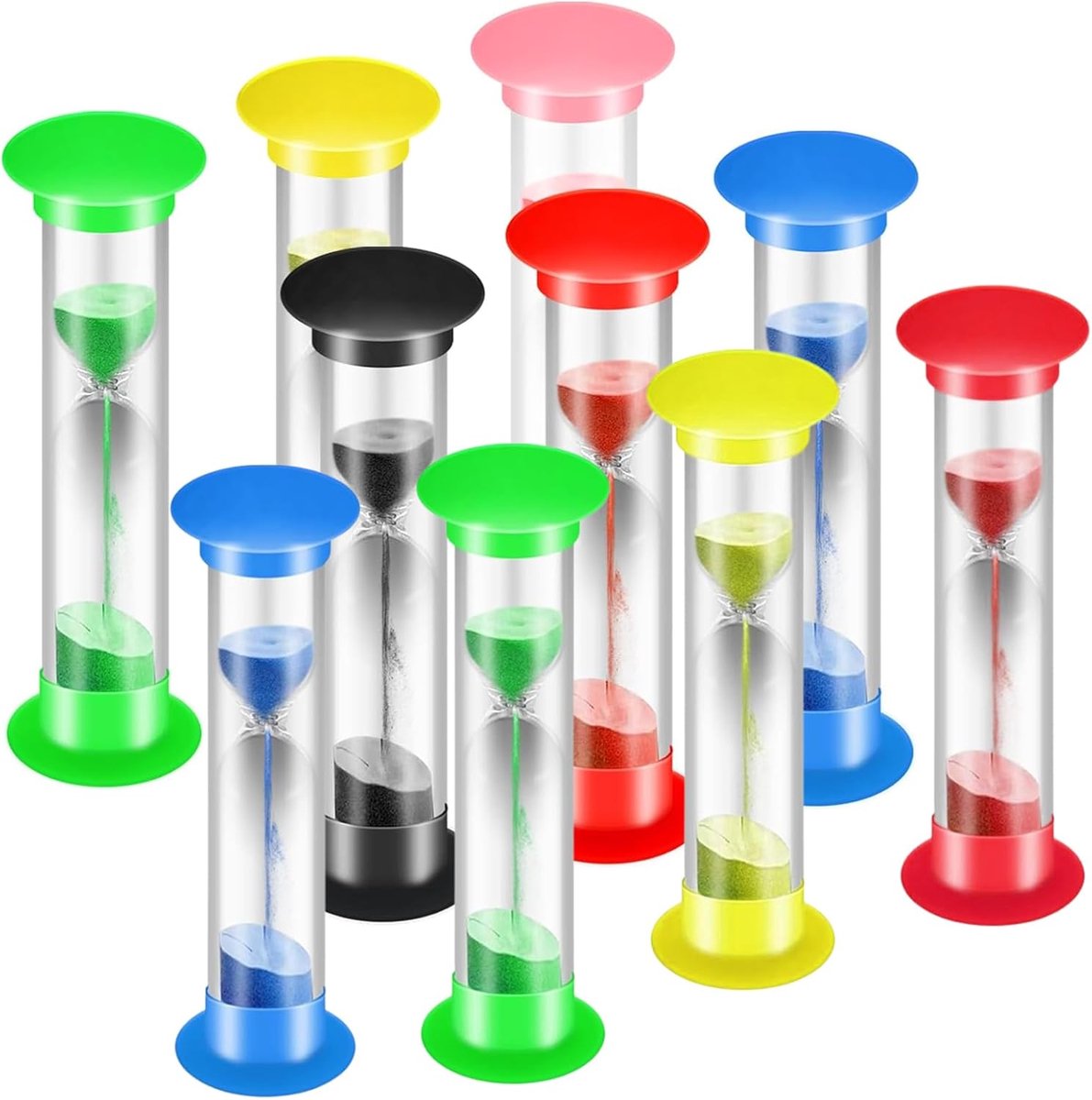 10 stuks 5 minuten zandloperset, kleurrijke zandloperset, timer, timer, zandlopers, uurglas(willekeurige kleur), tijdbeheer spel, aftellen speelgoed, zandklok