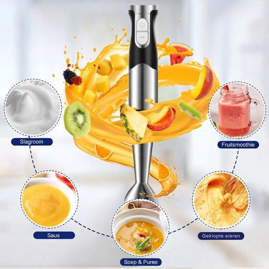 Lìon® Staafmixer Set - Met Hakmolen en Opbergrek - 6-in-1 Staafmixerset - Zilver/Zwart - 25cm x 23cm x 14cm van Lion — afbeelding 5