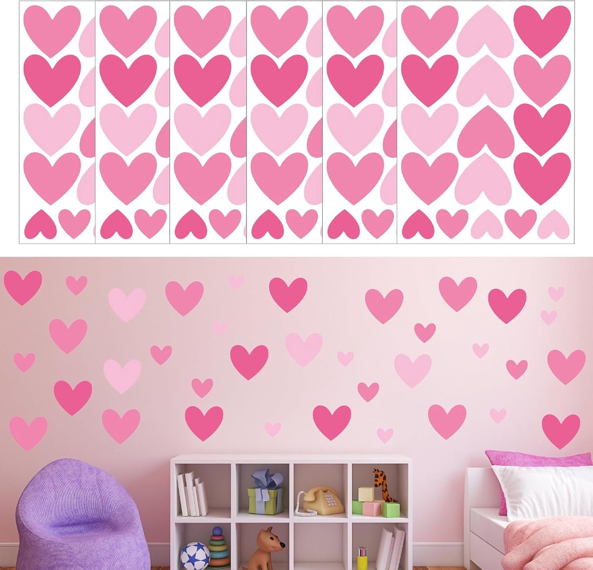Muurstickers voor kinderen, af te peilen en stokken, waterdichte muurstickers, kleuterschool, slaapkamer, meisjes, woonkamer, babykamer decoratie