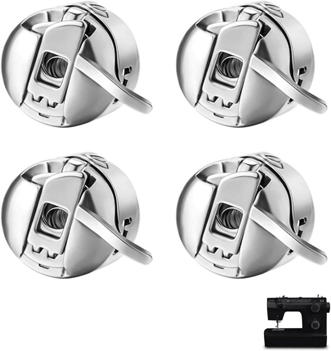 4 stuks blikjesbehuizing naaimachine van roestvrij staal, universeel, compatibel met frontlader, spoelsysteem, klasse 15, reserveaccessoires voor Brother Singer Janome Elna