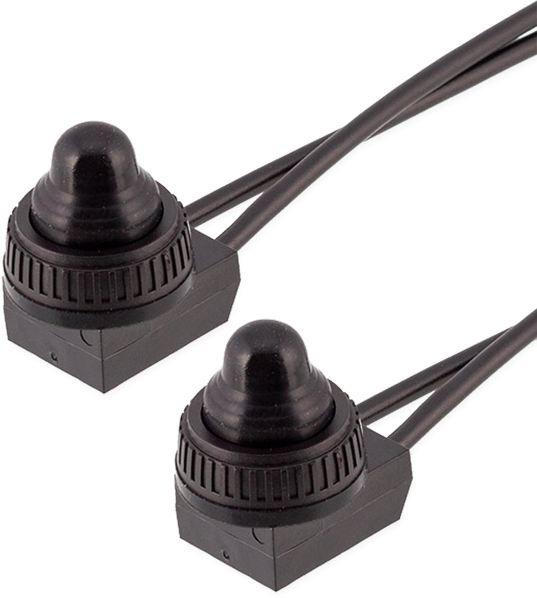 2 x mini-schakelaar met draad, 0-250 V/6 A, ronde zelfborgende 2-polige microschakelaar, 12 V, micro-schakelaar met waterdichte afdekking, drukknop, 12 V/6 A, geschikt voor inbouw in huizen