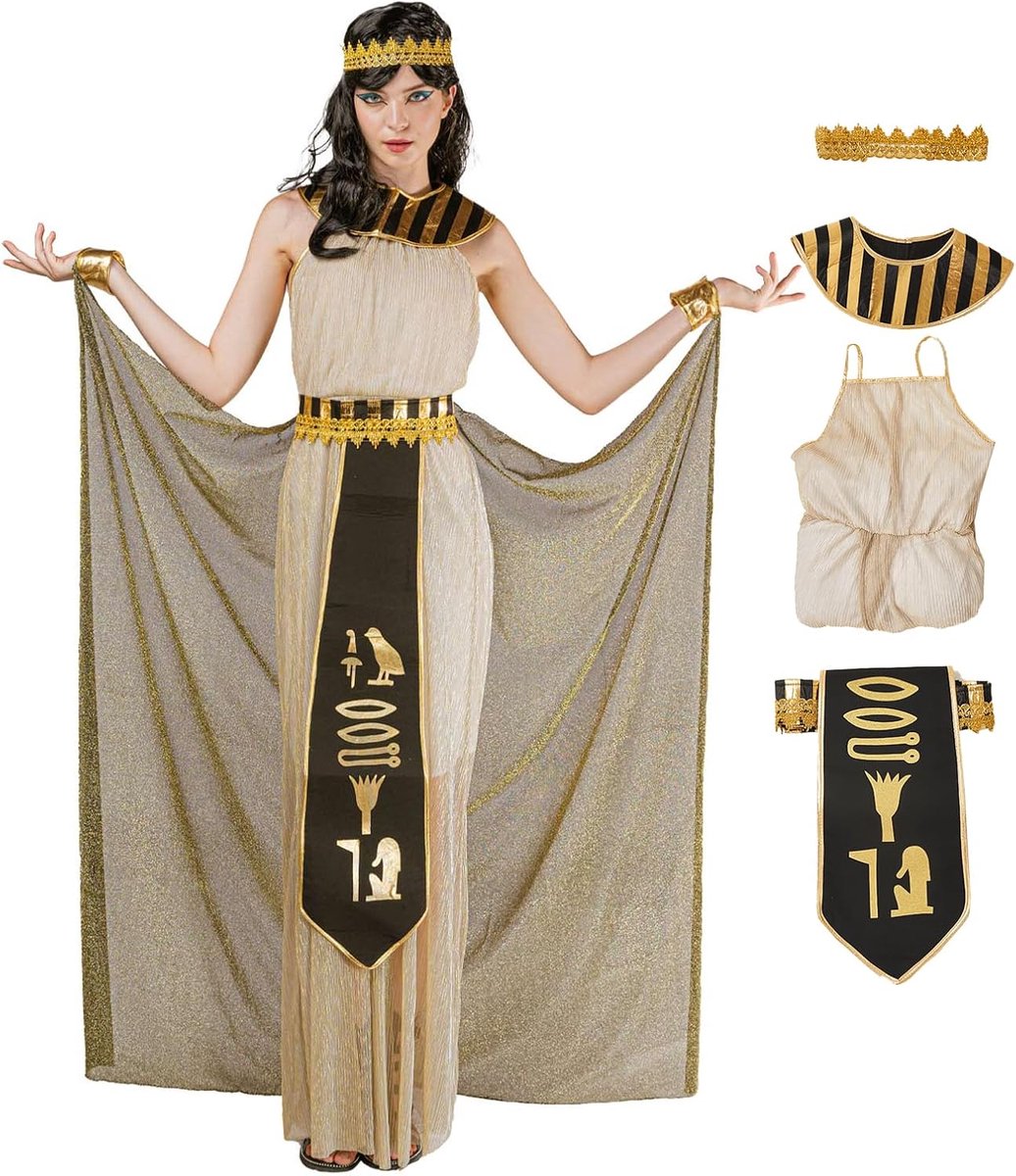 kostuum voor volwassenen, uniseks, Halloween, cosplay, farao kostuum, heren, met accessoires