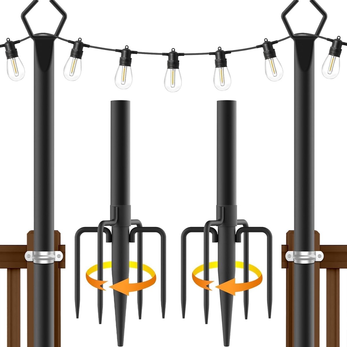 Decoratieve buitenverlichting, 3 m hoogte, 2 stuks, robuust en eenvoudig te installeren, voor terras, tuin en kerstfeest