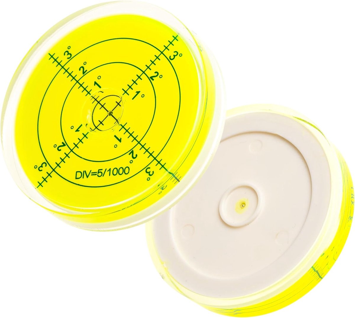 libellenset, 2 stuks, met een diameter van 60 mm, waterpas met belettering, waterpas met waterschaal, cirkel nivellering, blikniveau voor caravan, camera, doe-het-zelvers, Spirit Level