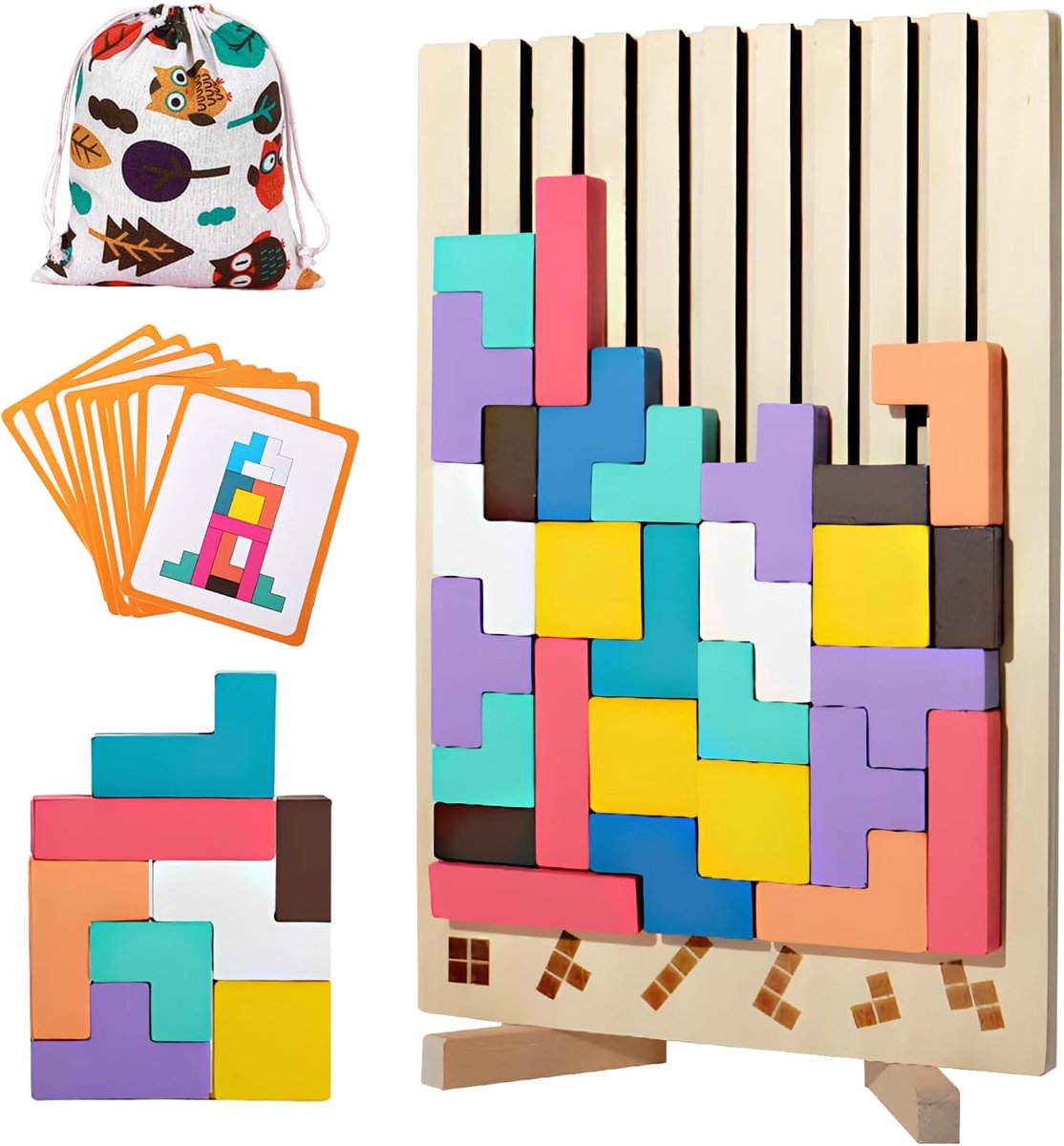 Montessori-Speelgoed Voor Kinderen Van 3, 4, 5 En 6 Jaar Oud, Houten 3d-Puzzels Voor Peuters, Educatief Denkspel, Tetris, Houten Bouwstenen, Puzzel, Educatief Cadeau Voor Kinderen