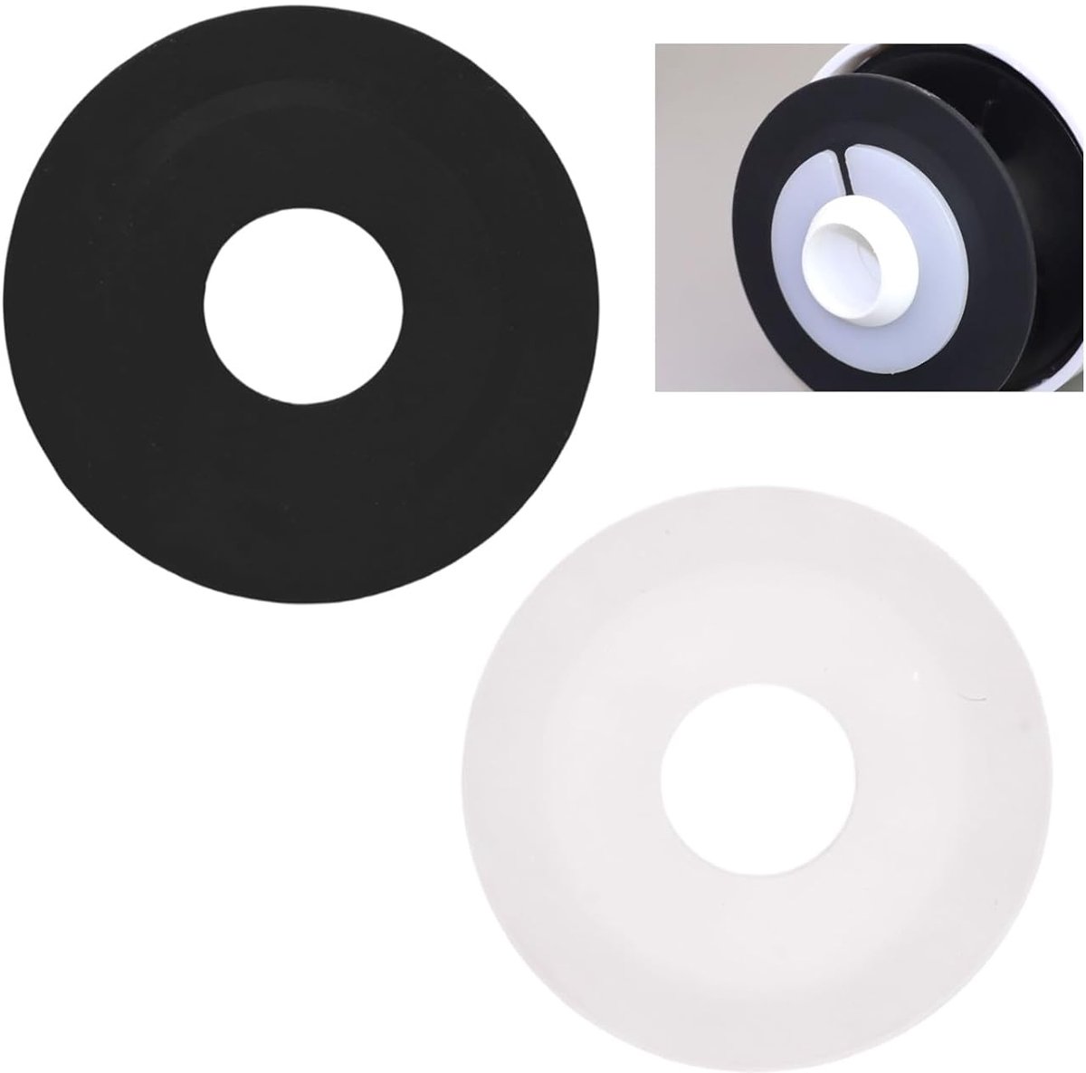 Set van 2 ventielafdichtingen, compatibel met Siamp Skipper 45, Storm 33A, siliconen afdichtingen, zwart en wit, Ø 72 mm, waterdicht en duurzaam, toiletaccessoires