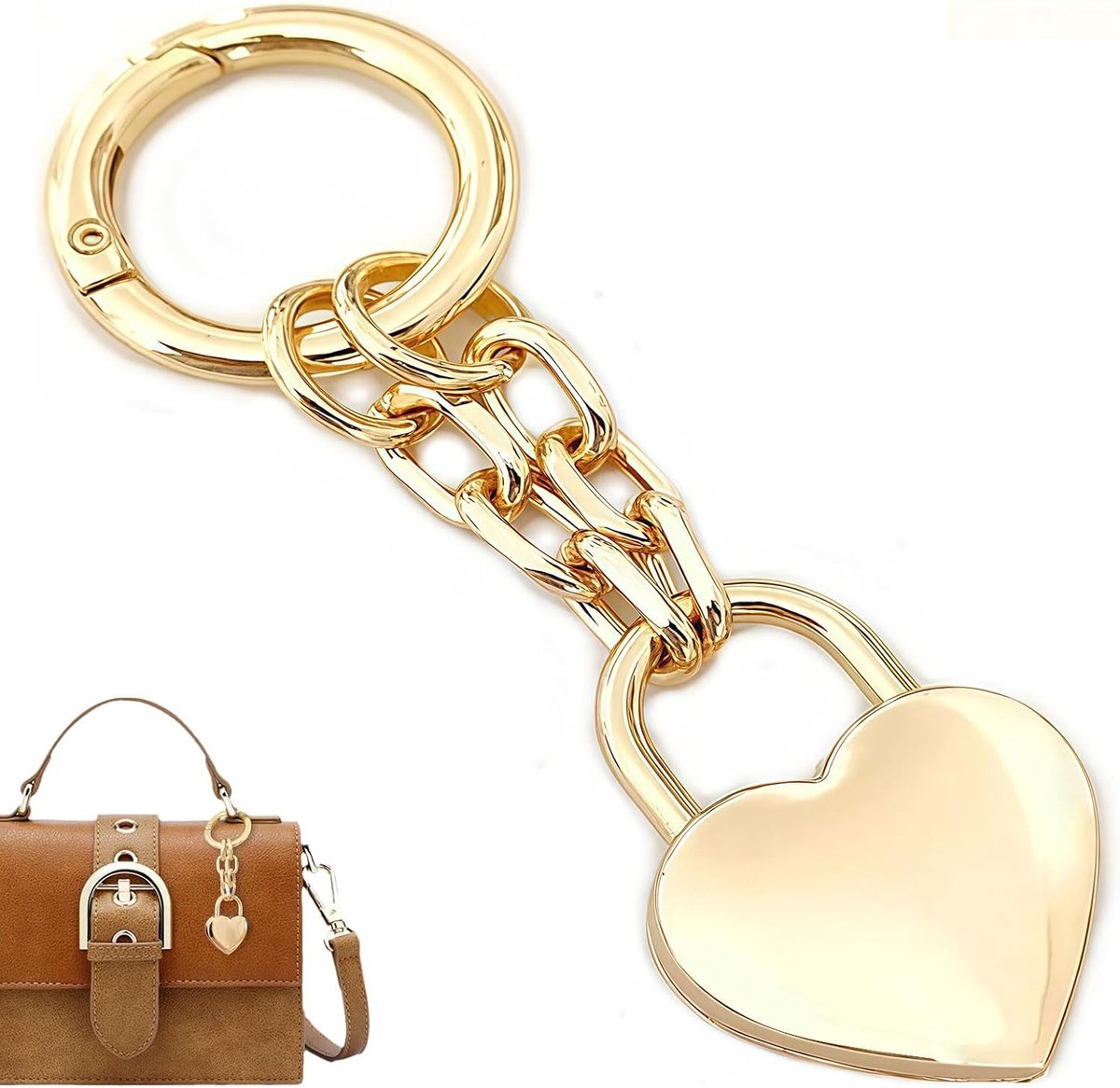 hartvormige hangslot-tashanger, hartvormige sleutelhanger, accessoires voor dames, handtas, portemonnee, charme ketting, cadeau, portemonnee, tashanger