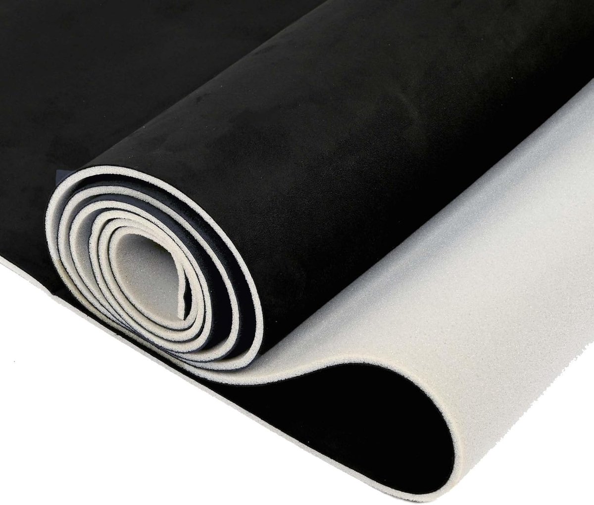 Stof voor auto, binnenbekleding met voering | 4 mm schuimstof, suède, zwart, 150 x 250 cm, bekleding voor dak en deur, reparatie voor auto, caravan, boot