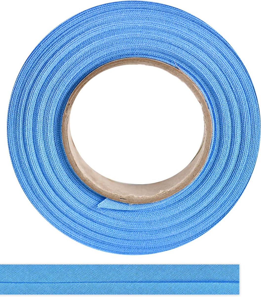 Biasband van 100% katoen, 10 m x 30 mm (gevouwen), hoogwaardige rand, katoenen band, biasband, ideaal voor doe-het-zelf naaien, in België gemaakt, op een rol (lichtblauw)