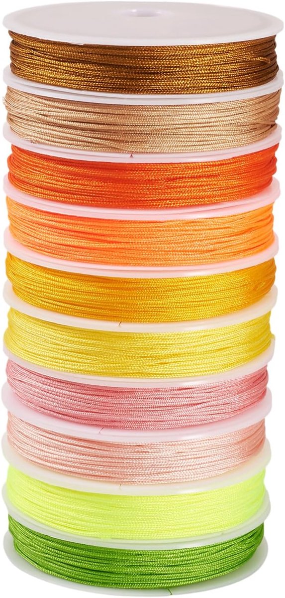 10 Kleuren 0.8Mm Kralen Draad Chinese Knopen Knoop Gevlochten Armband String Polyester Kwastje Koord Voor Naaien Crafting DIY Sieraden Maken, Oranje Geel