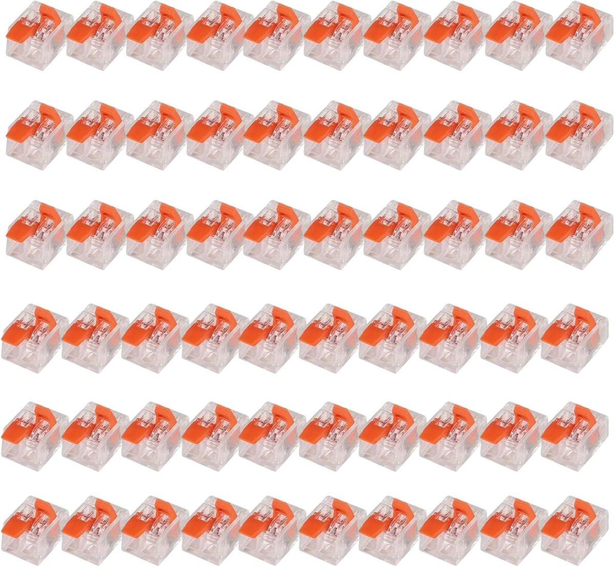 60 stuks kabelverbinders, 2-polige kabelverbinders met bedieningshendel, elektrische aansluitblokken, verbindingsklemmen, kabelklemmen 2-polig voor huis, hotel, magazijn, straatverlichting