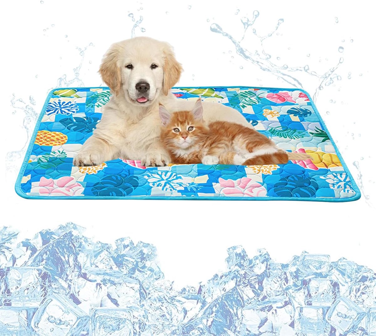 Koelmat voor honden, zachte en comfortabele koelmat voor honden, koele zomermat voor honden, koelmat voor katten en puppy's, met bosprint