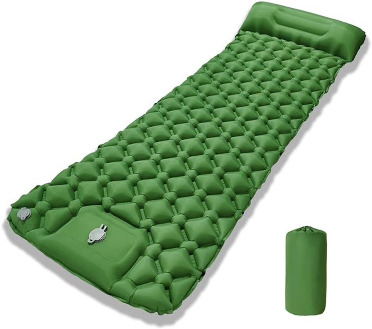 isolerende slaapmat, ultralicht, waterdicht, met kussen, voetpomp, opblaasbare matras, verdikt opblaasbaar matras, opvouwbare isolatiemat voor buiten, voor strand, camping