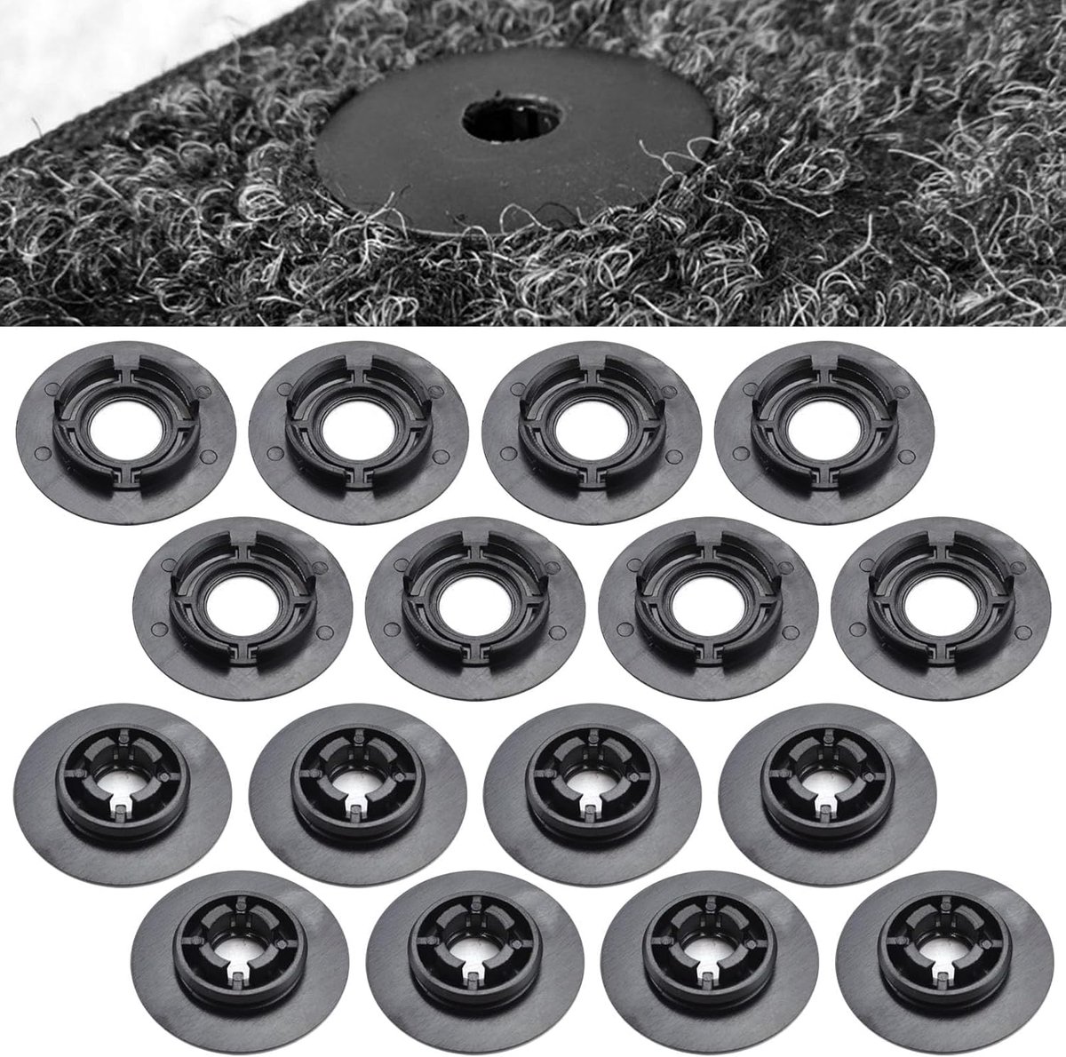 16 stuks vloermattenhouders, 3D08645214PK 3D0864523B41, voor Passat, Polo, Golf, Audi en Skoda, zwart, nylon, 41 mm