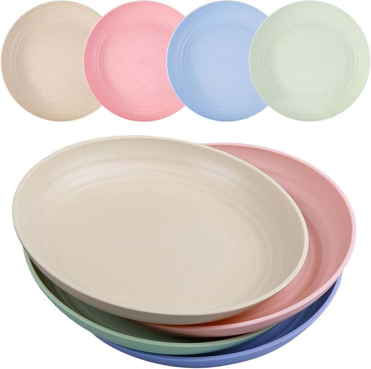 borden herbruikbaar set van 4, 20 cm onbreekbare dinerborden, lichtgewicht camping borden voor picknick, salade, pasta, feest, thuis, kantoor, vaatwasser- en magnetronbestendig