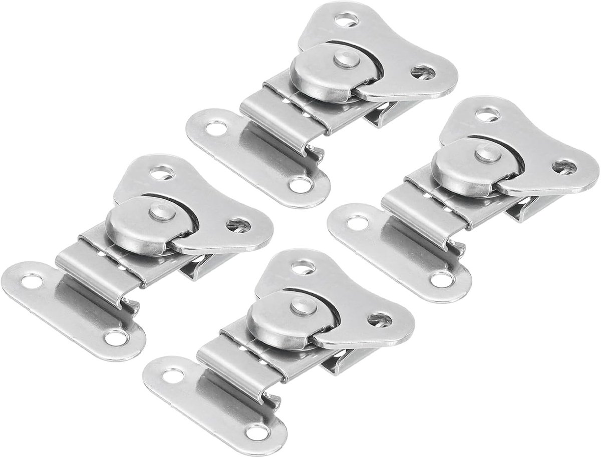 4 stuks vlinder-draaislatch, 2,1 inch vlinder, roestvrij stalen gesp, klemklem voor koffer, flight, boxen, uitrusting, zilver