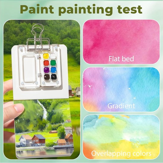 Aquarell Set – 3-delig mini aquarelset met transparant kleurenpalet, aquarelpenseel en schetsboek, compact reisschilderkunstset voor kunstenaars en beginners — afbeelding 2