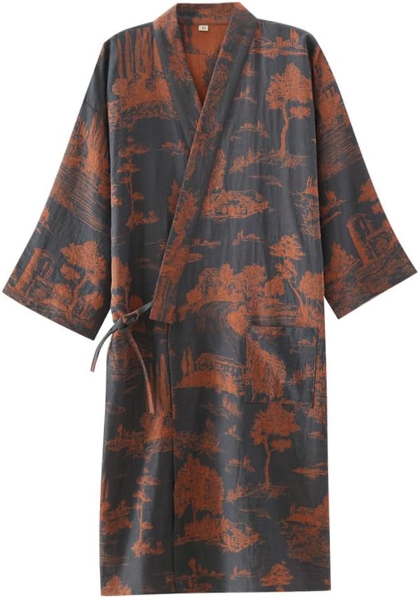 Heren Japanse stijl katoenen ochtendjas badjas kimono badjas pyjama badjas