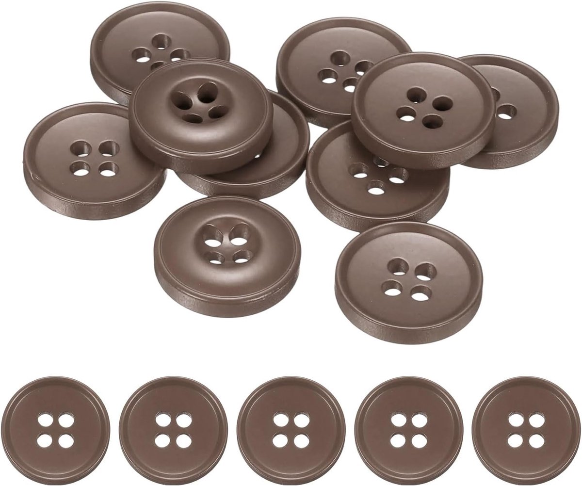 Knopen om aan te naaien, 4 gaten, ronde knopen voor knutselen, gebreide jas, doe-het-zelf handwerk, decoratie, mantel, kleding, overhemden, decoratie herenpak (bruin)