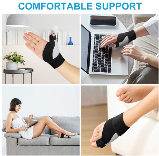 duimbrace voor beide handen, carpaal tunnelbandage, polsbandage, duimsteun en spalk voor spica, behandeling van rizoartrose, Quervain-synovitis, artritis — afbeelding 2