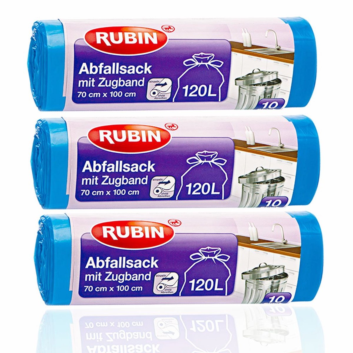 SnelShoppen - Trekkoord Vuilniszakken 120 Liter - 30 Stuks - Scheurvast en Vloeistofdicht - 3-Pack - Recyclebaar - Huishouden en Kantoor - Compact Ver