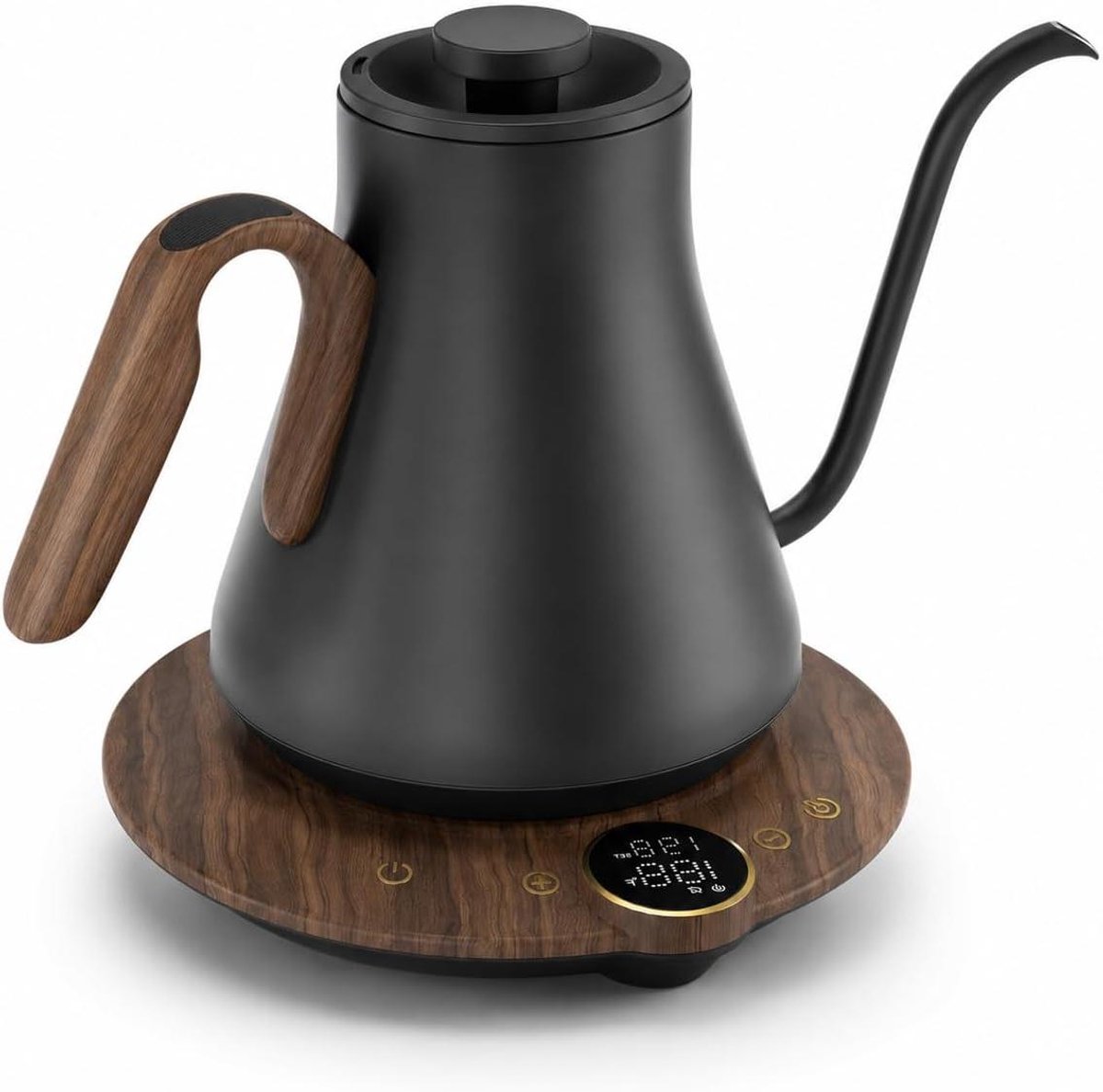 Elektrische Waterkoker - Gooseneck Ketel - Koffie en Thee Zetten - Temperatuurregeling - 0.9 Liter - Matzwart