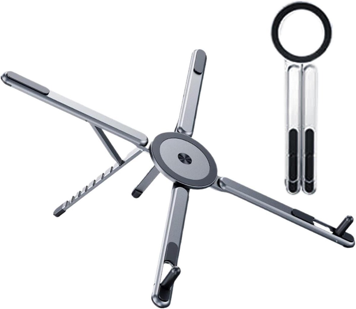 Laptop Standaard - Verstelbare Houder - Ergonomisch Werken - Magnetische Bevestiging - 182 cm - Pistoolgrijs