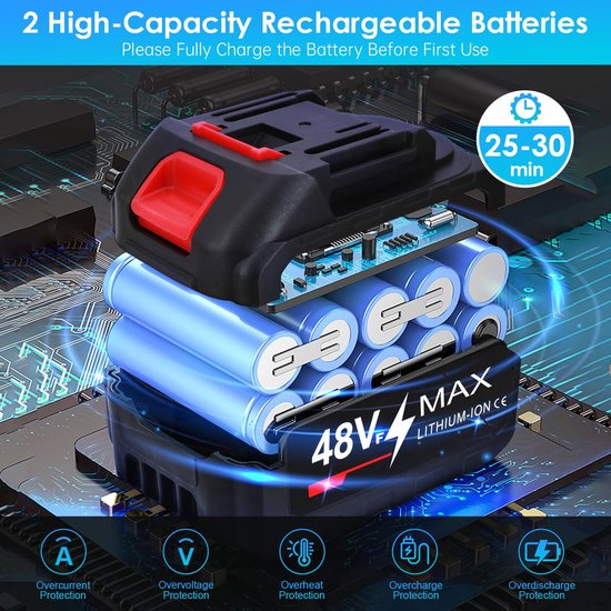 SnelShoppen - Mobiele Draadloze Accu Hogedrukreiniger - 2 Accu's, 6-in-1 Verstelbare 180° Spuitmond, 5M Slang & Filterketel - Perfect voor Auto, Terra van Snelshoppen — afbeelding 3