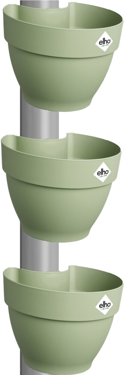 Elho Vibia Campana Regenpijpbakje - Bloempotten voor Regenpijp - 100% Gerecycled Plastic - Set van 3 - Ø 21.6 x H 16.3 cm - Pistachegroen