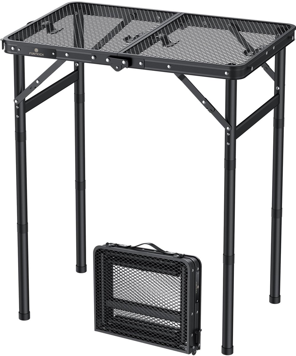 SnelShoppen - Draagbare Grilltafel 58x40 cm - Inklapbare Campingtafel met 3 Hoogtes (26/48/70 cm) - Multifunctionele Klaptafel voor Outdoor, Tuin, Fee