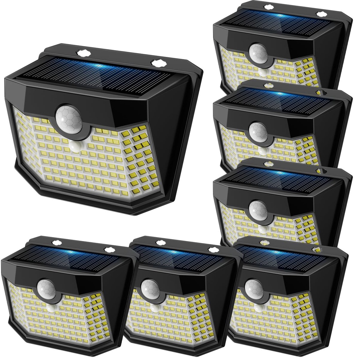 SnelShoppen - Aootek Solarlampen Buiten met Sensor, 120LEDs, Wandlamp, IP65 Waterdicht, Tuinverlichting, Buitenverlichting voor Feest en Camping