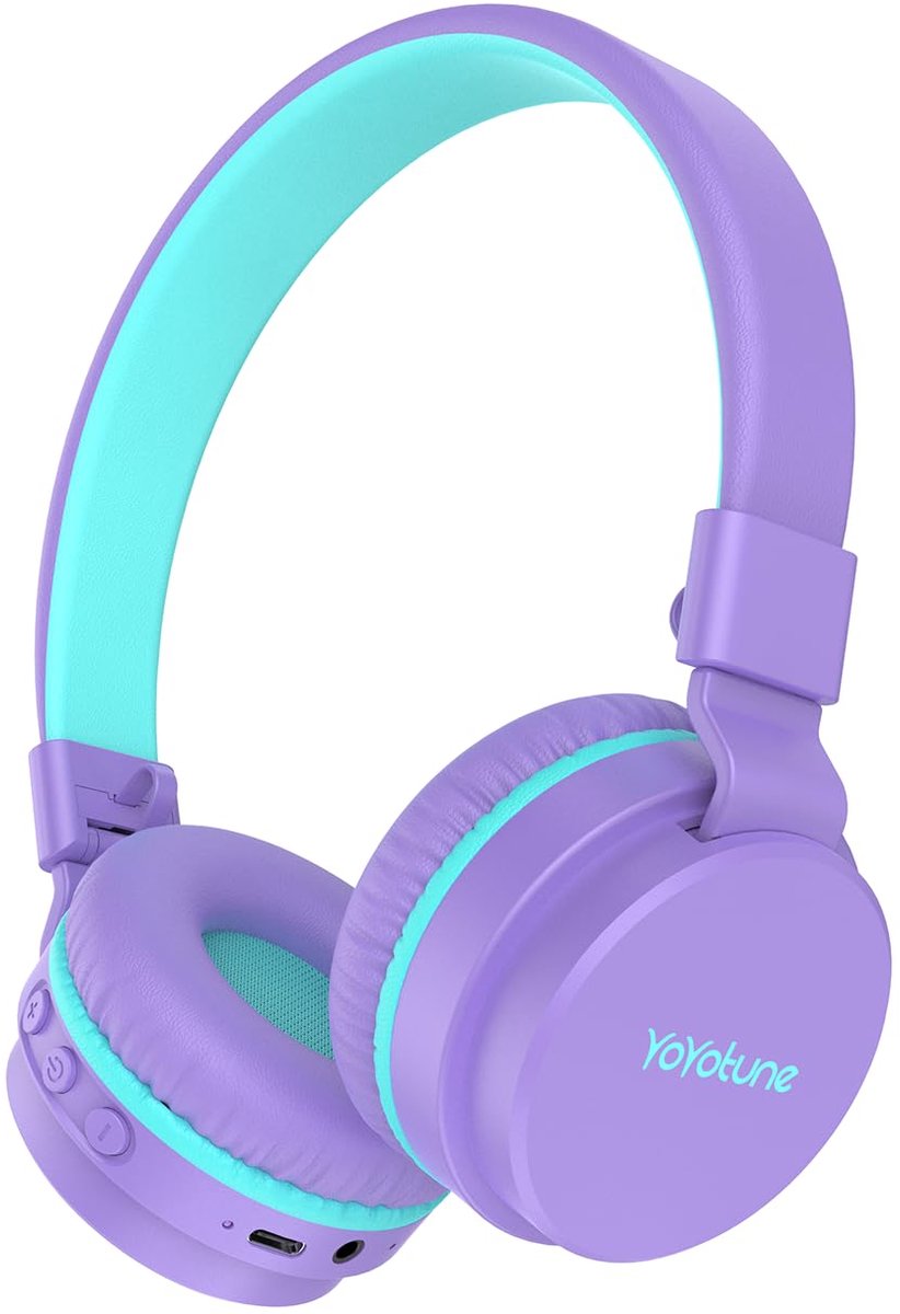 SnelShoppen - Bluetooth hoofdtelefoon voor kinderen, lichtgewicht en draadloos, veilig volume 85/94dB, 40 uur speeltijd, snel opladen, Bluetooth 5.3,