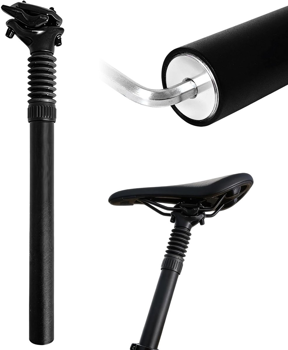 SnelShoppen - Verende Zadelpen 27,2 x 350 mm - Aluminium Zwart - Comfortabele Mountainbike Zadelpen voor Optimale Fietsbeleving