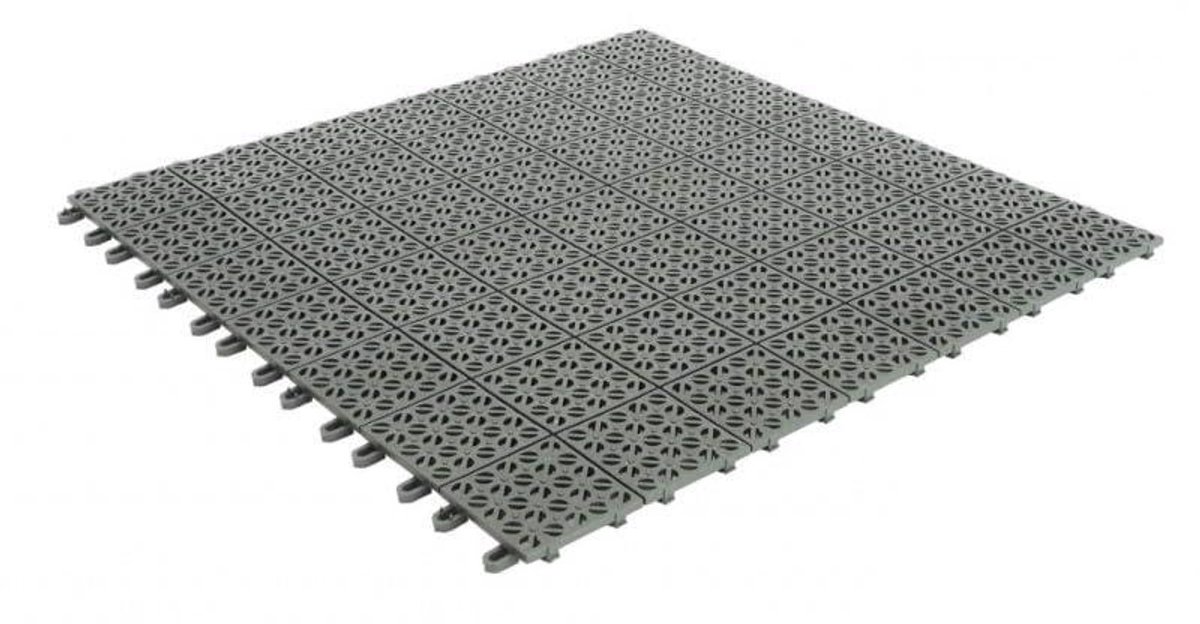Kunststof Terrastegels - Drainage Tegels - Buiten Vloer Maken - Flexibel Zelfborgend - 92 m² - Grijs