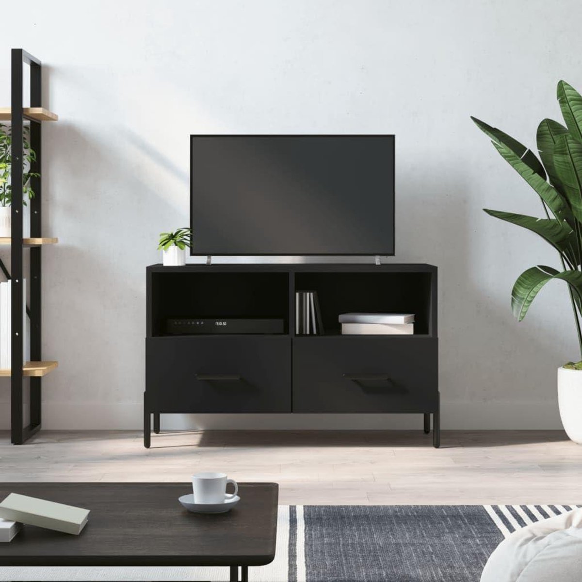 TV-kast - Tv-meubel - Opbergen van media - Modieus en praktisch design - 80 x 36 x 50 cm - Zwart