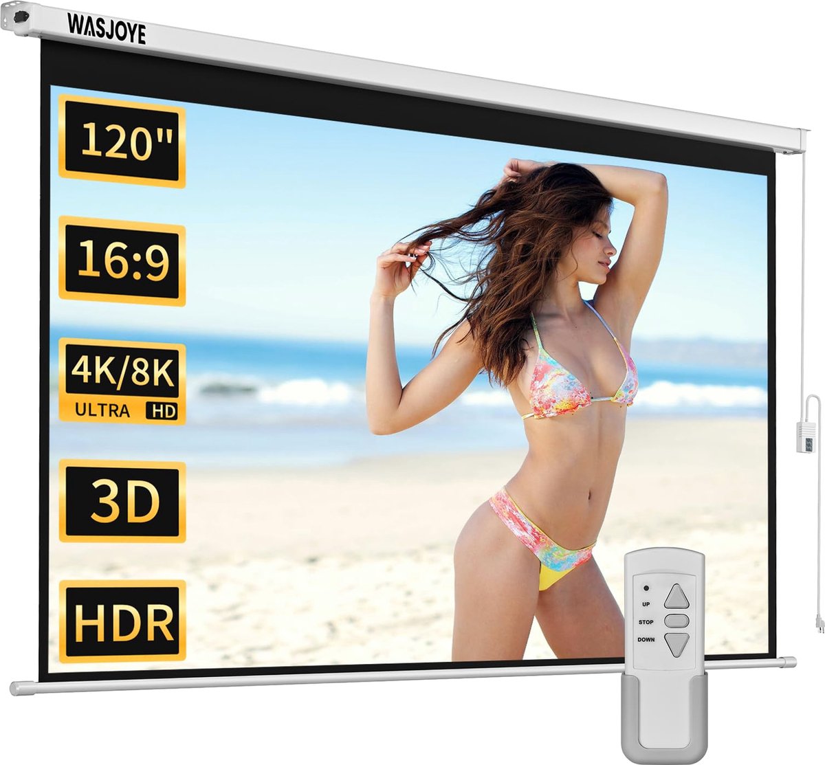 SnelShoppen - 120" Gemotoriseerde Projector Screen - Elektrisch 8K HD Film Scherm 16:9 voor Home Theater, Office, Gaming - Automatische Canvas Project